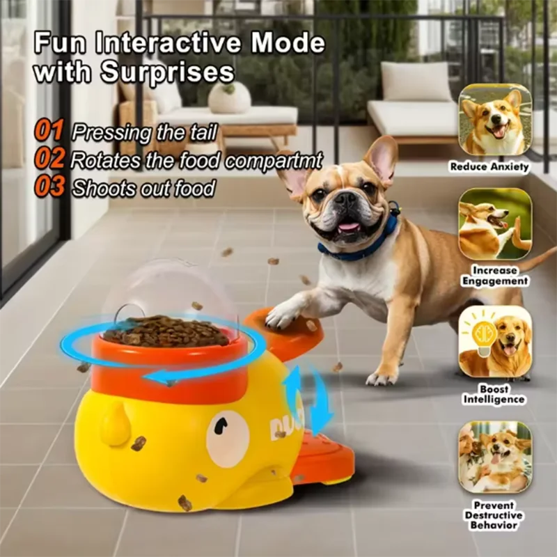 Interactive puzzle dog feeding machine