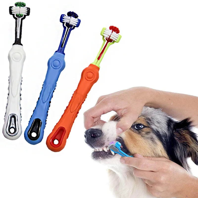 Three-Sided Pet Toothbrush