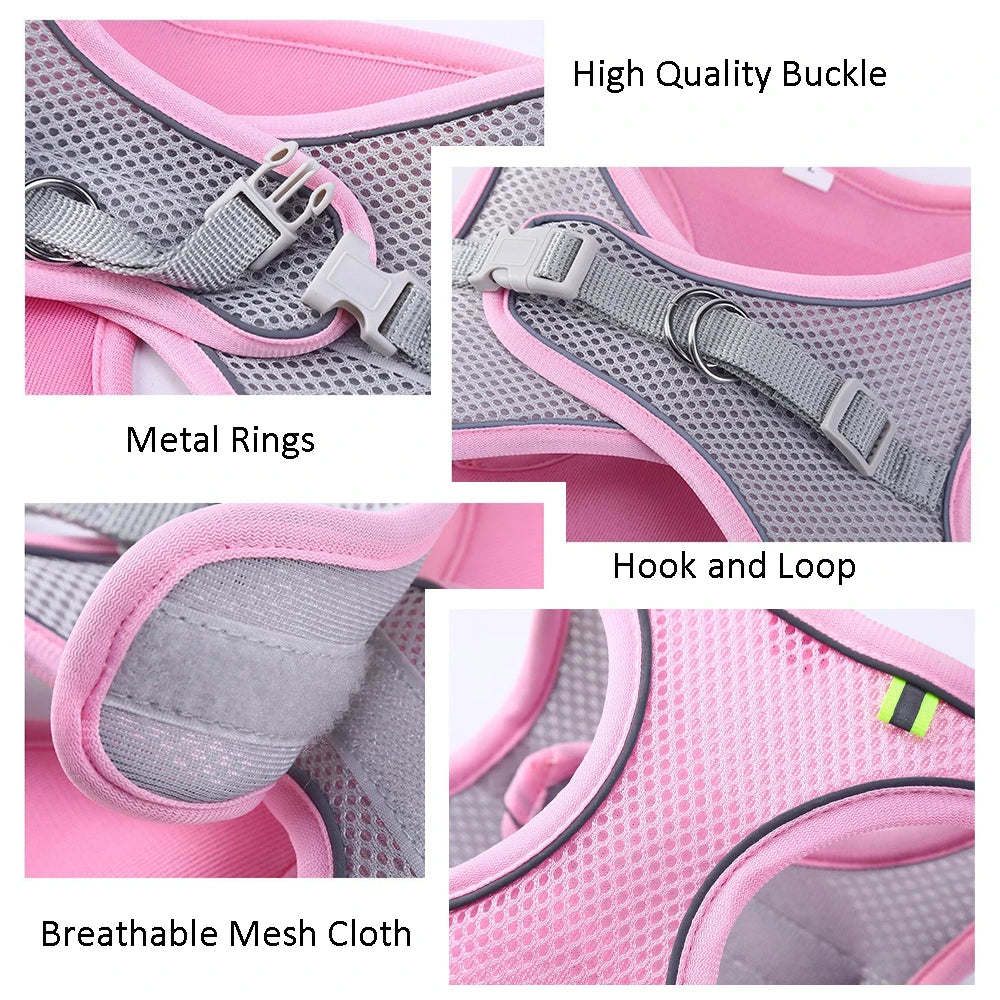 Chest Reflective Breathable Adjustable Pet Harness for Small Medium Dogs