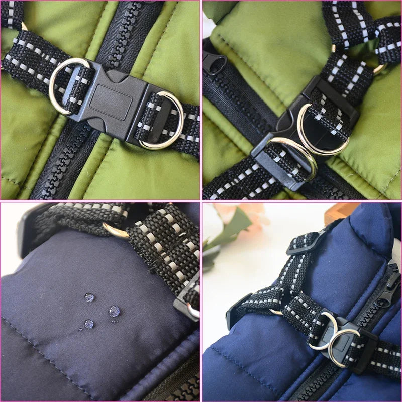 Large Dog Jacket With Harness Winter Warm Clothes