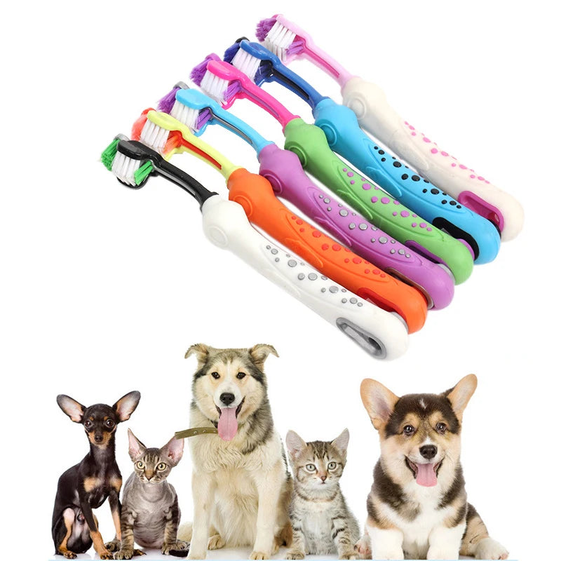 Three-Sided Pet Toothbrush