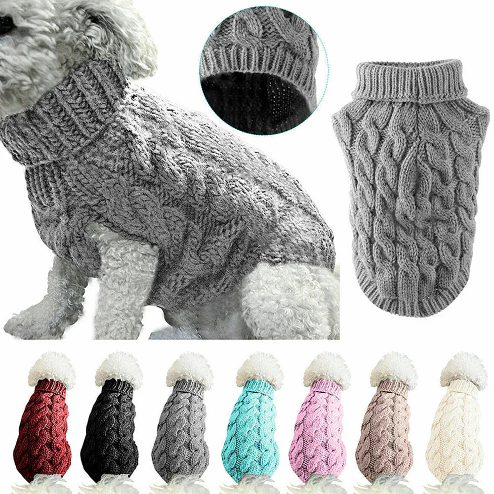 Small Dog Sweater Autumn Winter Solid Warm Comfort Clothing