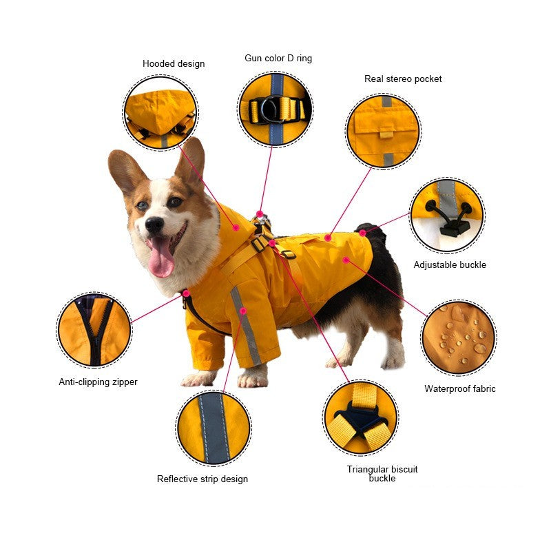 PU Pet Reflective Raincoat Integrated With Chest And Back