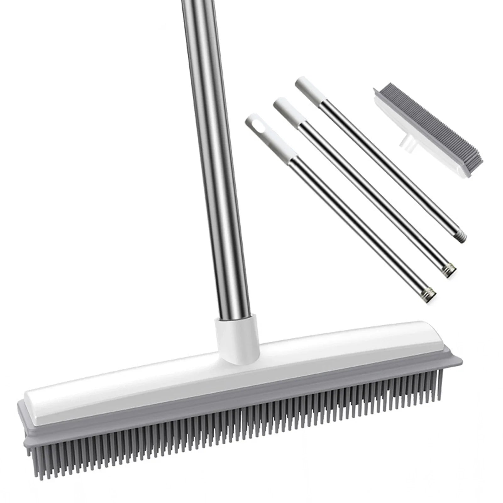 Rubber Broom Carpet Rake  for Pet Hair Fur Remover